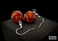 Hook Earrings Glitter Ruby Mini-Poly d20 Pair