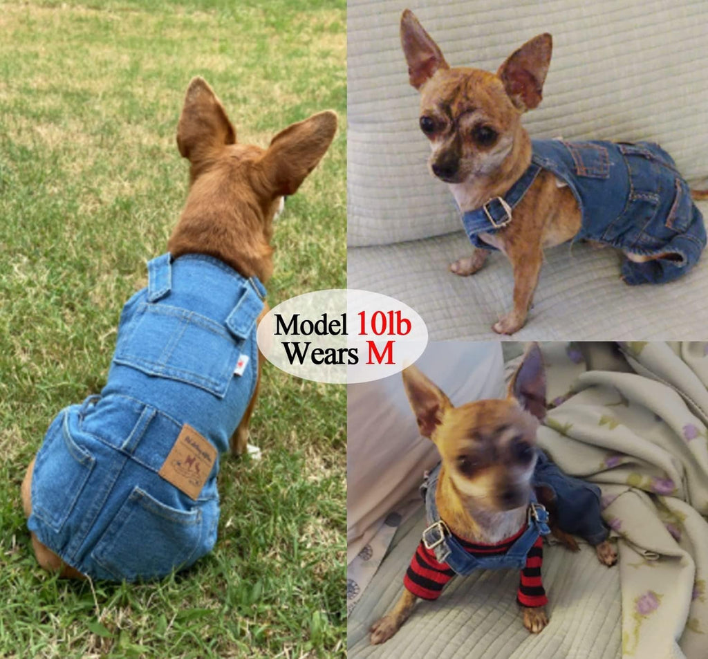 Dog Denim Overalls Jumpsuit Adjustable Pet Jeans for Small Dogs Cats