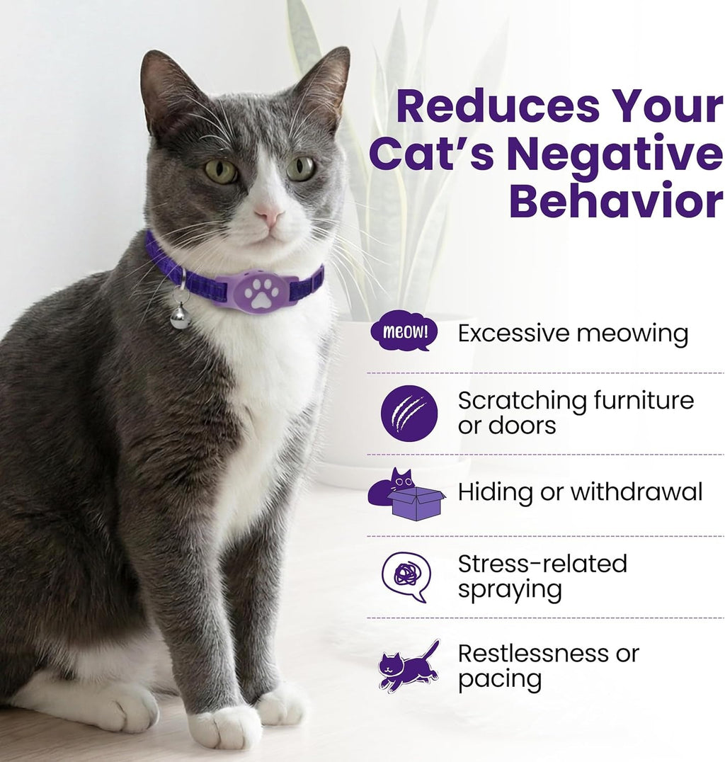 Cat Calming Collar Plus Breakaway Pheromone Collar for Stress Relief