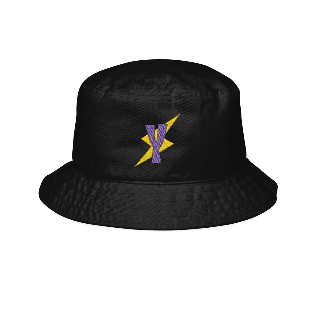 Bucket Hat — Purple & Gold Lightning Ribbon Embroidery