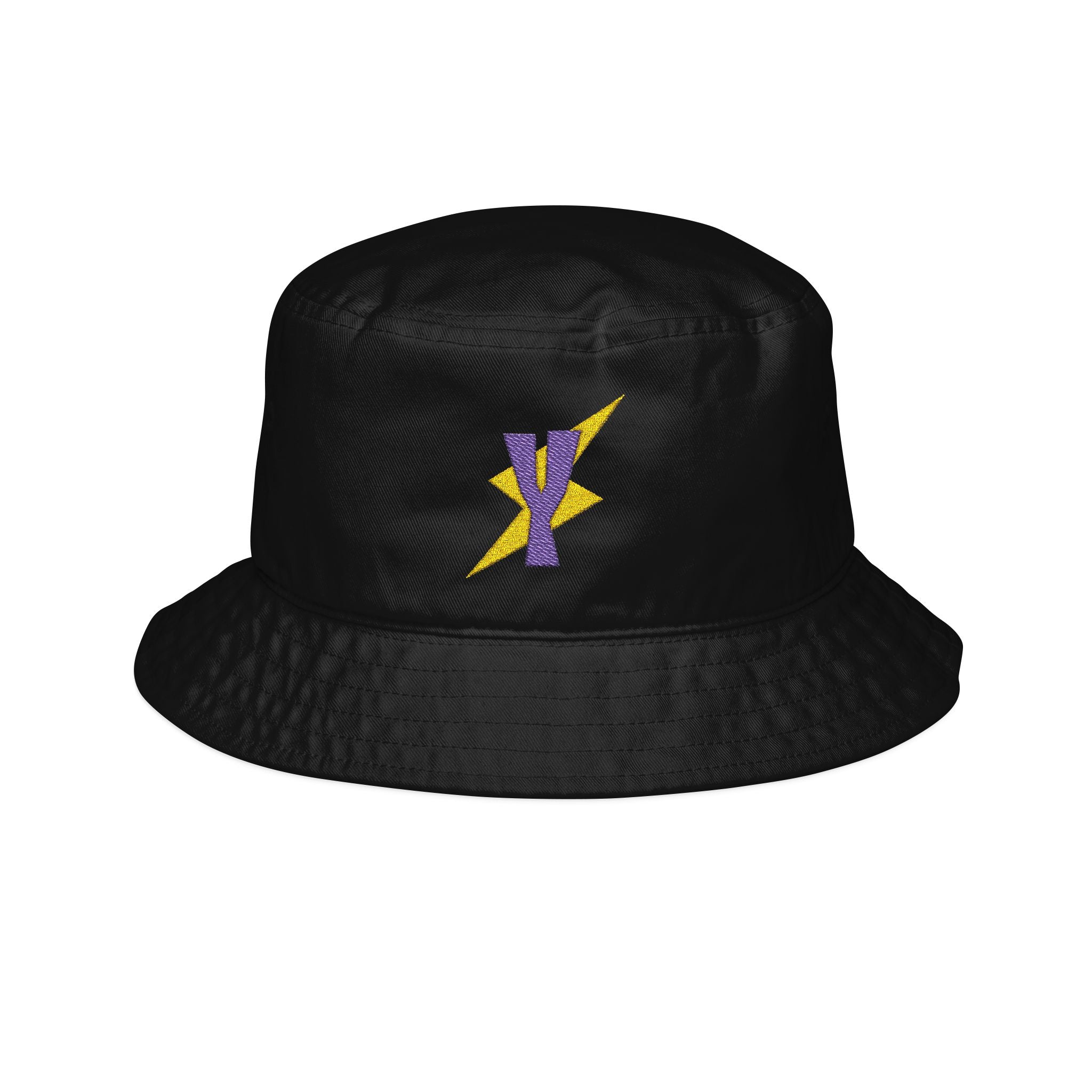 Bucket Hat — Purple & Gold Lightning Ribbon Embroidery