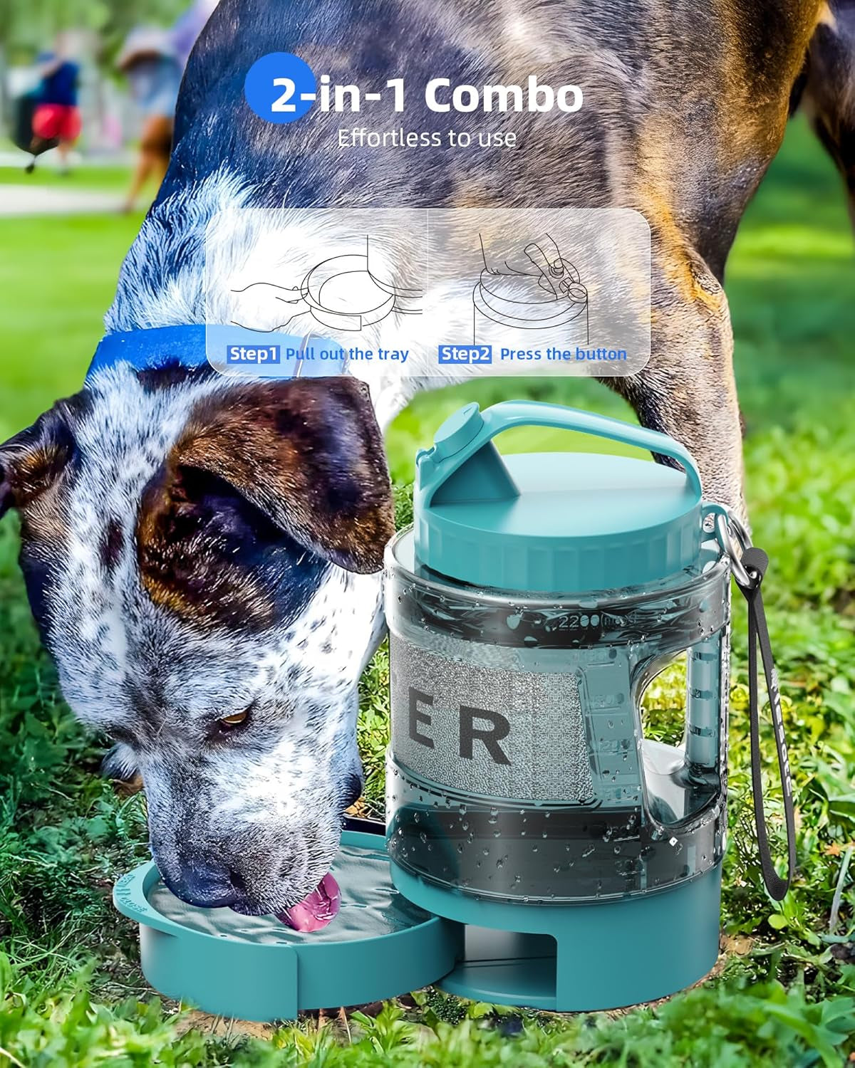 77oz Dog Travel Water Bottle with Bowl Leak Proof Hiking Camping Bottle