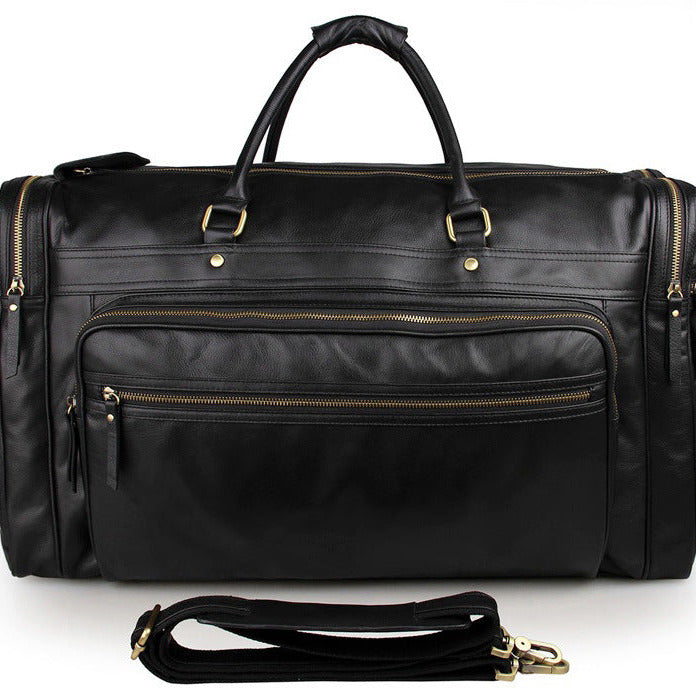 Rockcow Men's Handmade Full-Grain Leather Duffle, Premium Weekender