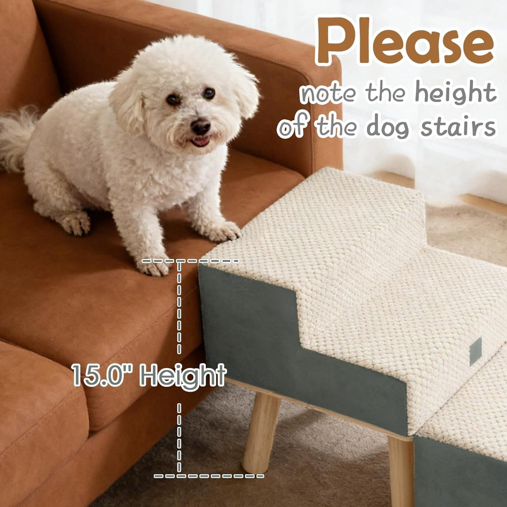 Foldable Dog Stairs: 4-Step Pet Steps Ottoman Ramp for Couch & Bed