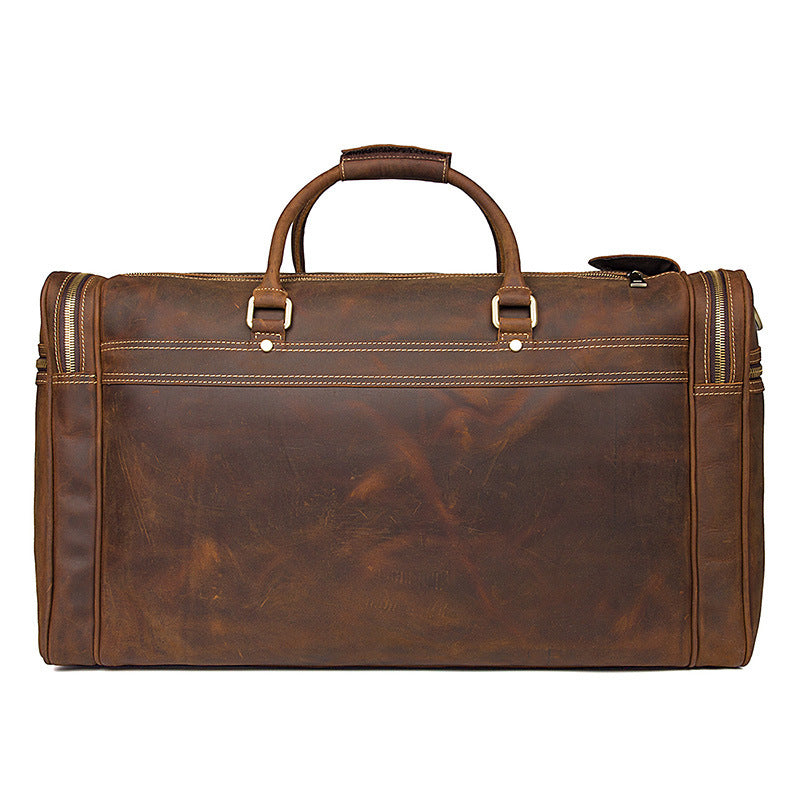 Rockcow Men's Handmade Full-Grain Leather Duffle, Premium Weekender