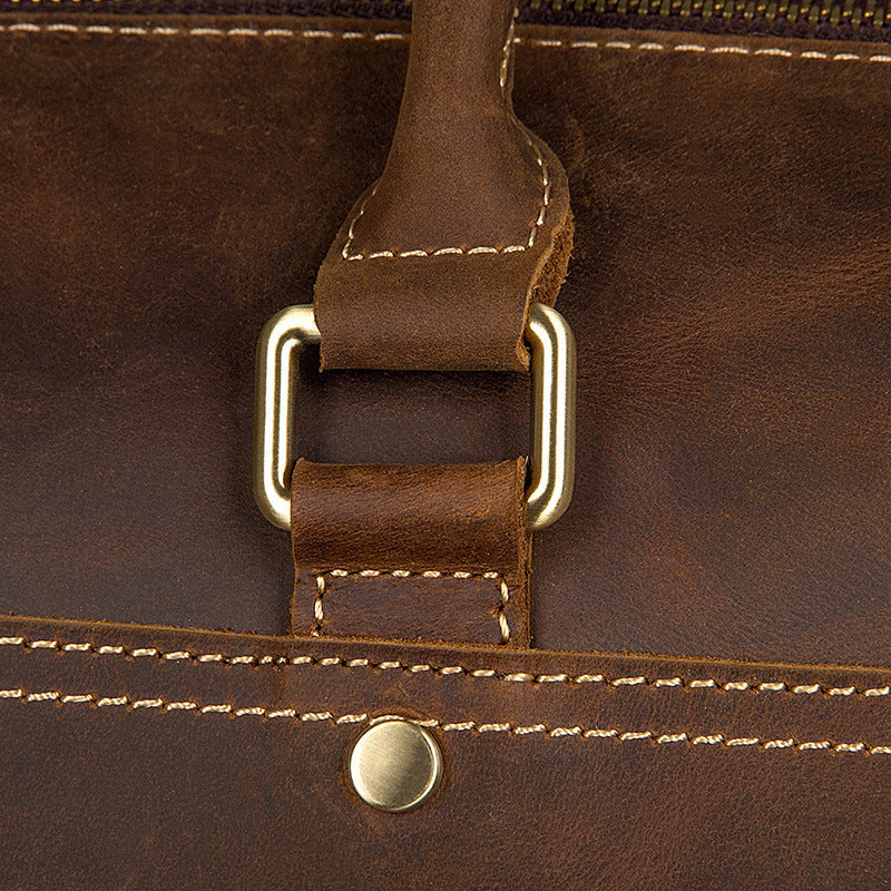Rockcow Men's Handmade Full-Grain Leather Duffle, Premium Weekender