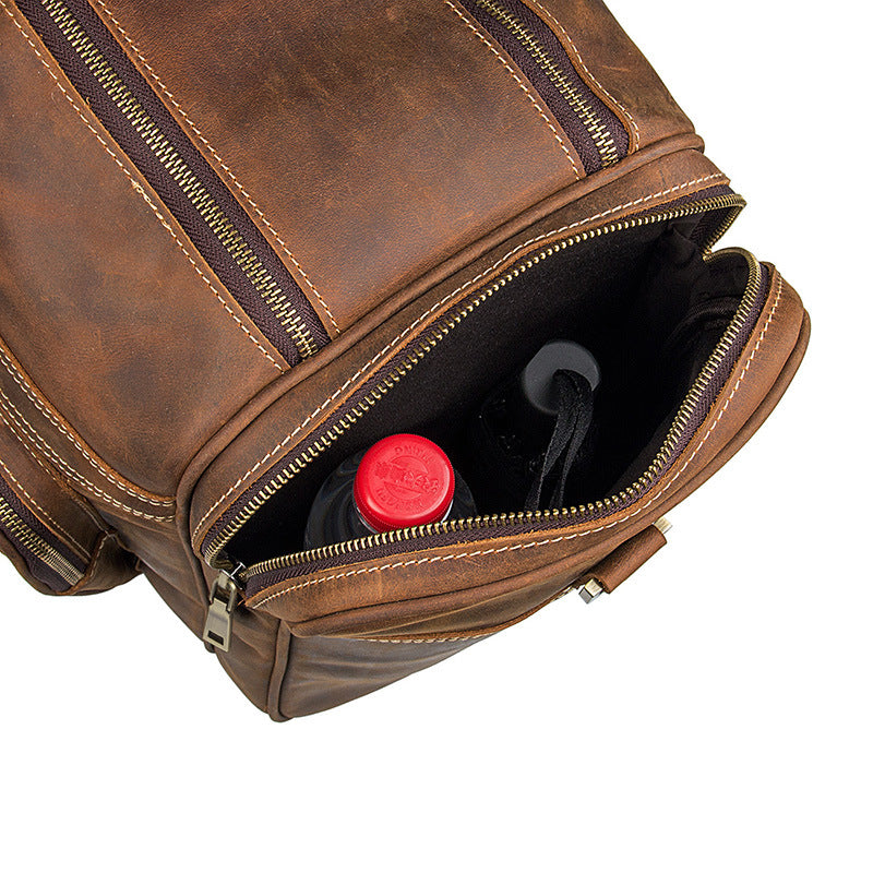 Rockcow Men's Handmade Full-Grain Leather Duffle, Premium Weekender