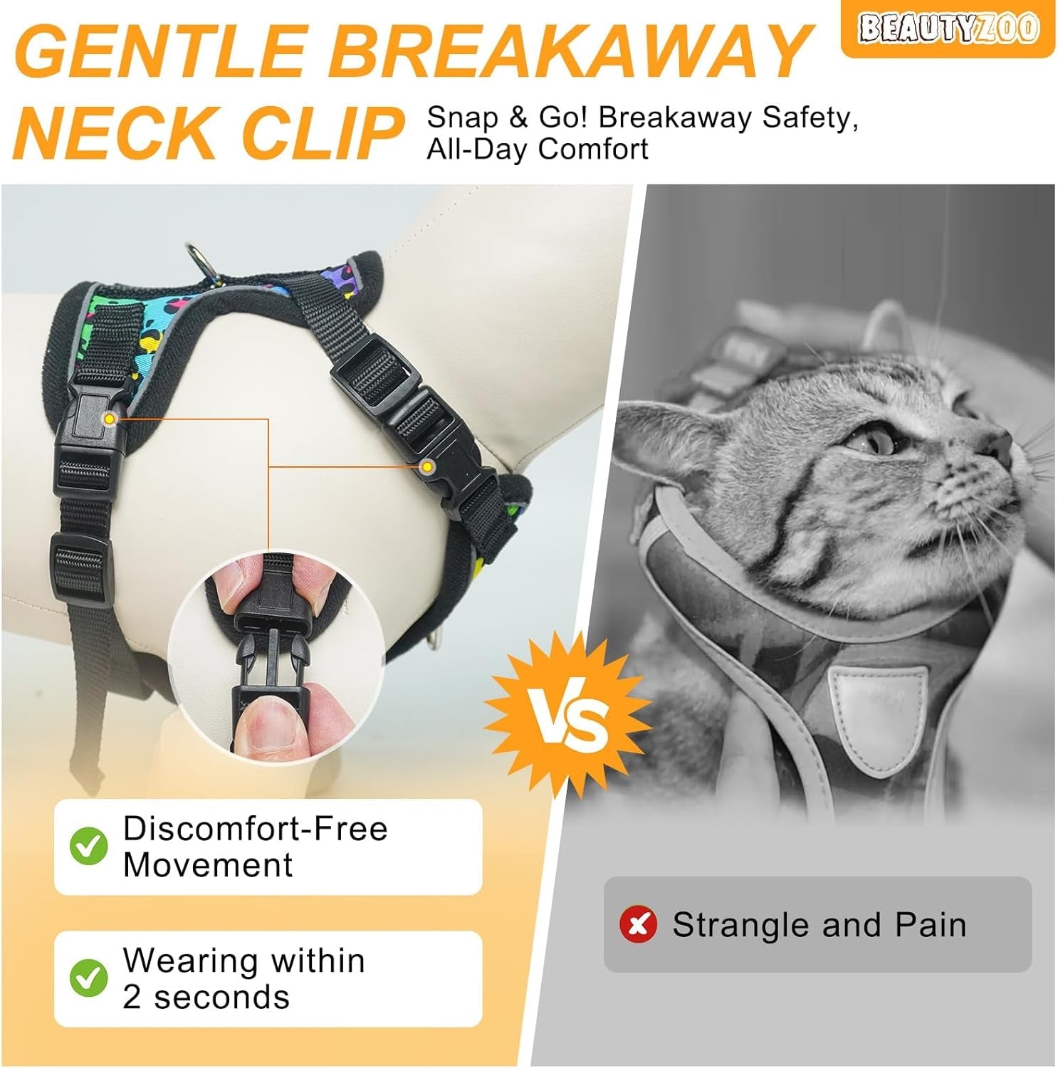Escape Proof Cat Harness and Leash Reflective Adjustable Soft Vest