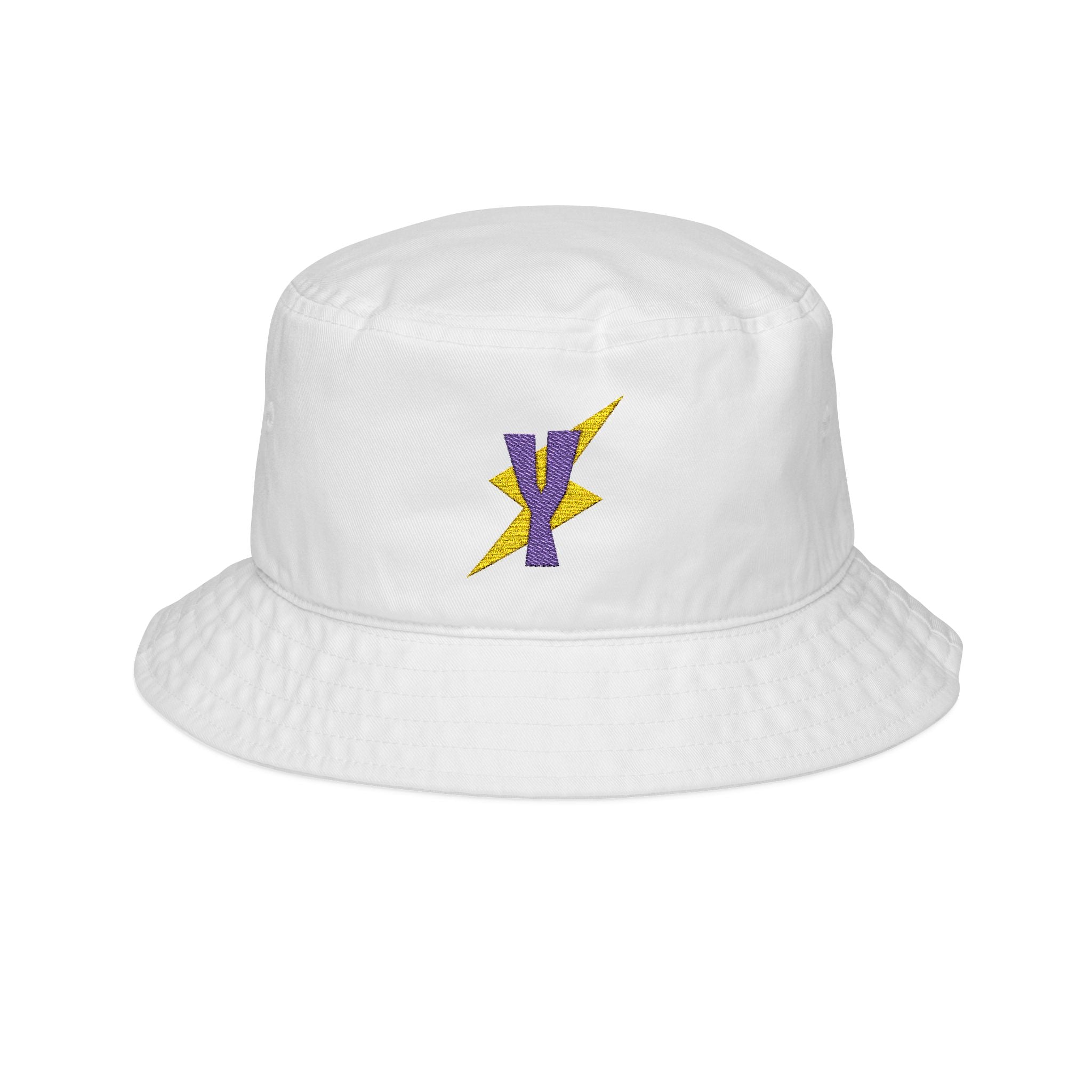 Bucket Hat — Purple & Gold Lightning Ribbon Embroidery