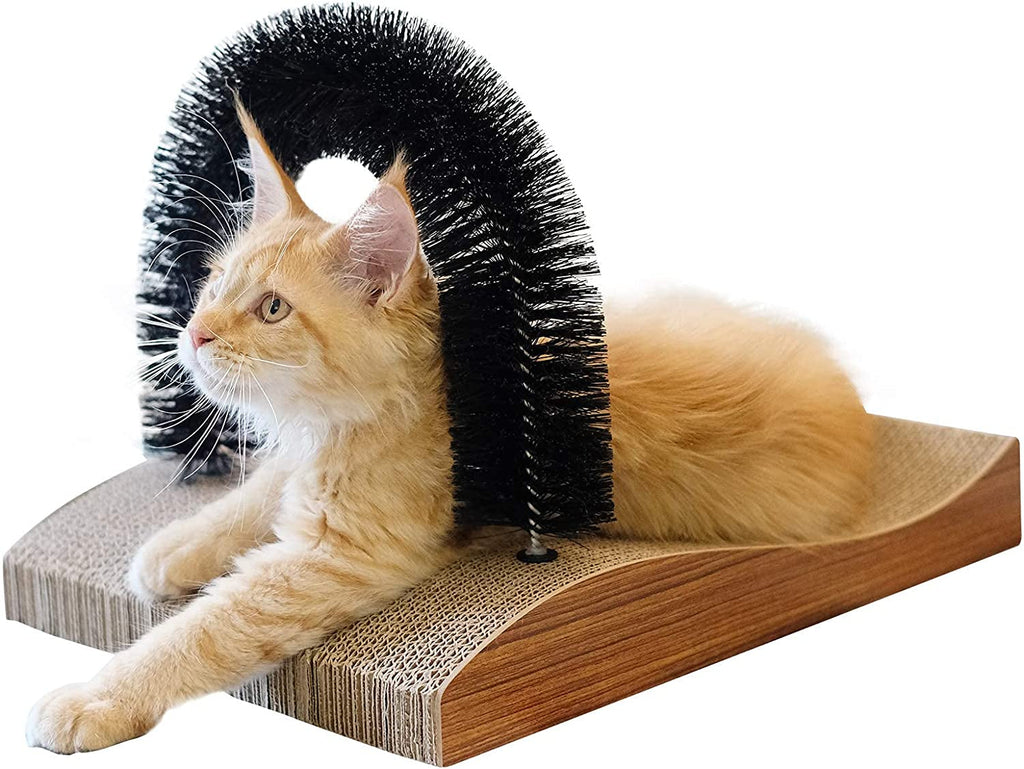 Cat Self Groomer Arch Scratcher Massager Toy with Scratch Pad for Cats