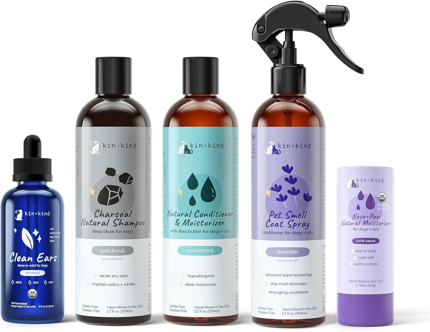 Charcoal Dog Grooming Bundle Natural Shampoo Conditioner Skin Coat Care