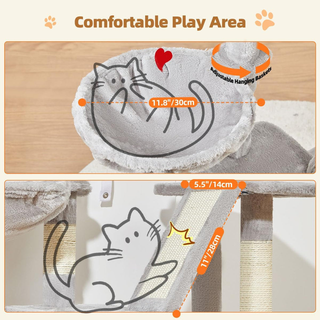 38-Inch Cat Tree for Indoor Cats | Kitten Tower with Condo, Hammock & Perch