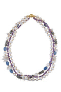 Amethyst, lapis, labradorite, and pearl necklace