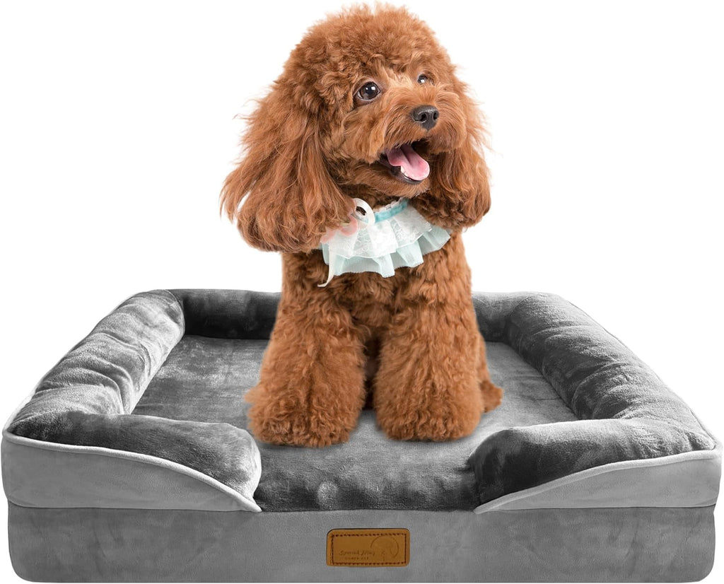 Orthopedic Dog Bed Sofa with Bolster Washable Cover Waterproof Liner