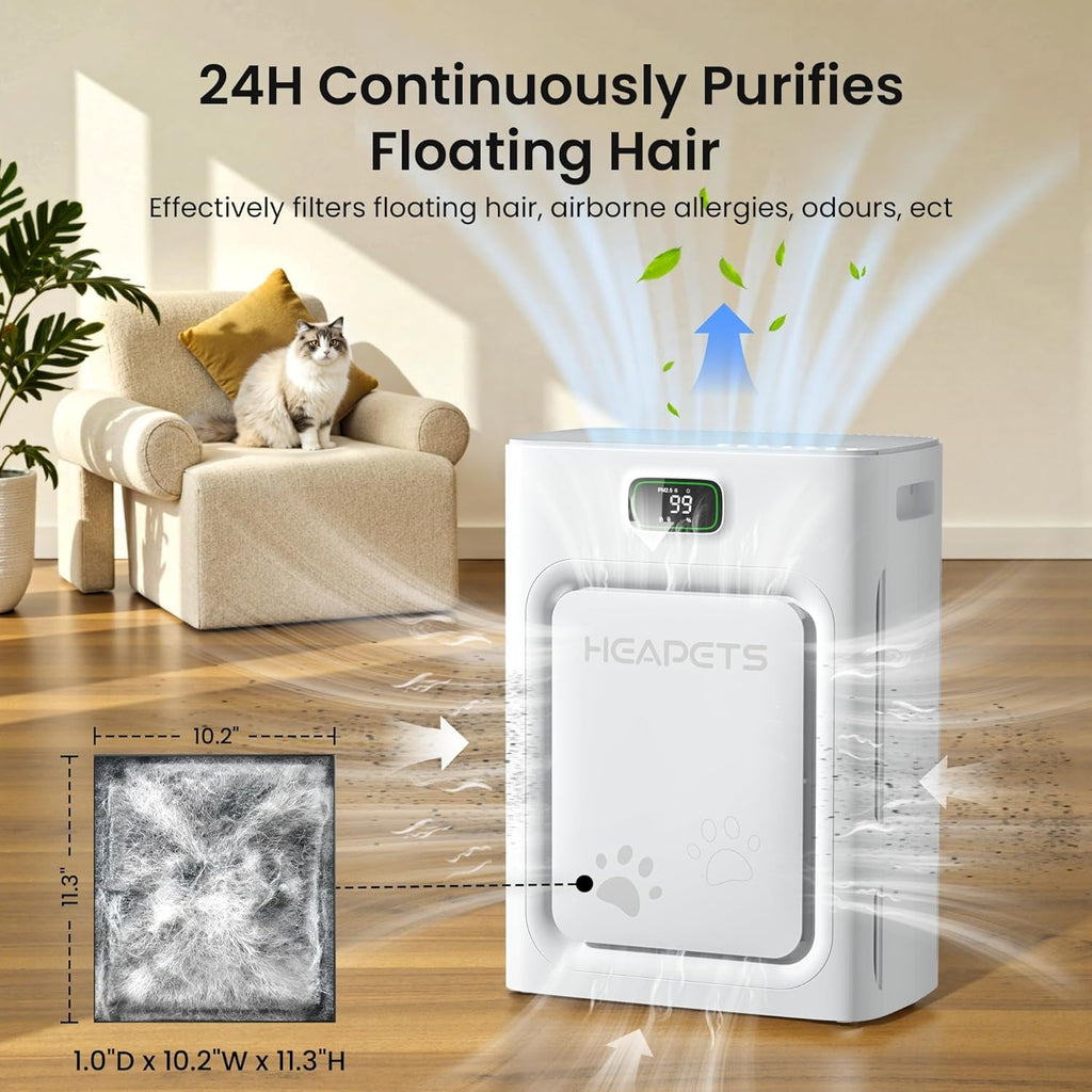 Pet Air Purifier with HEPA Filter Odor Control for Dogs & Cats