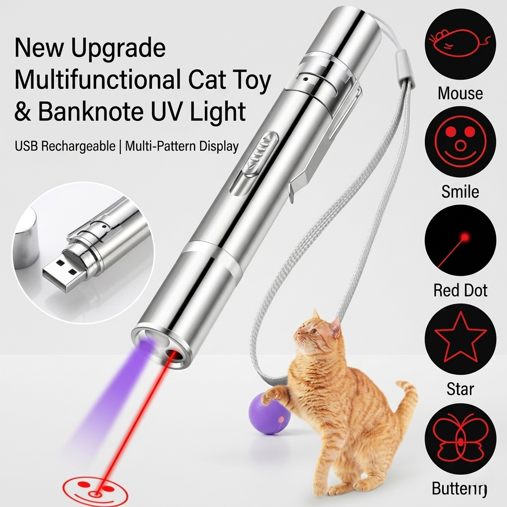 3-in-1 Laser Pet Toy & UV Flashlight Pen