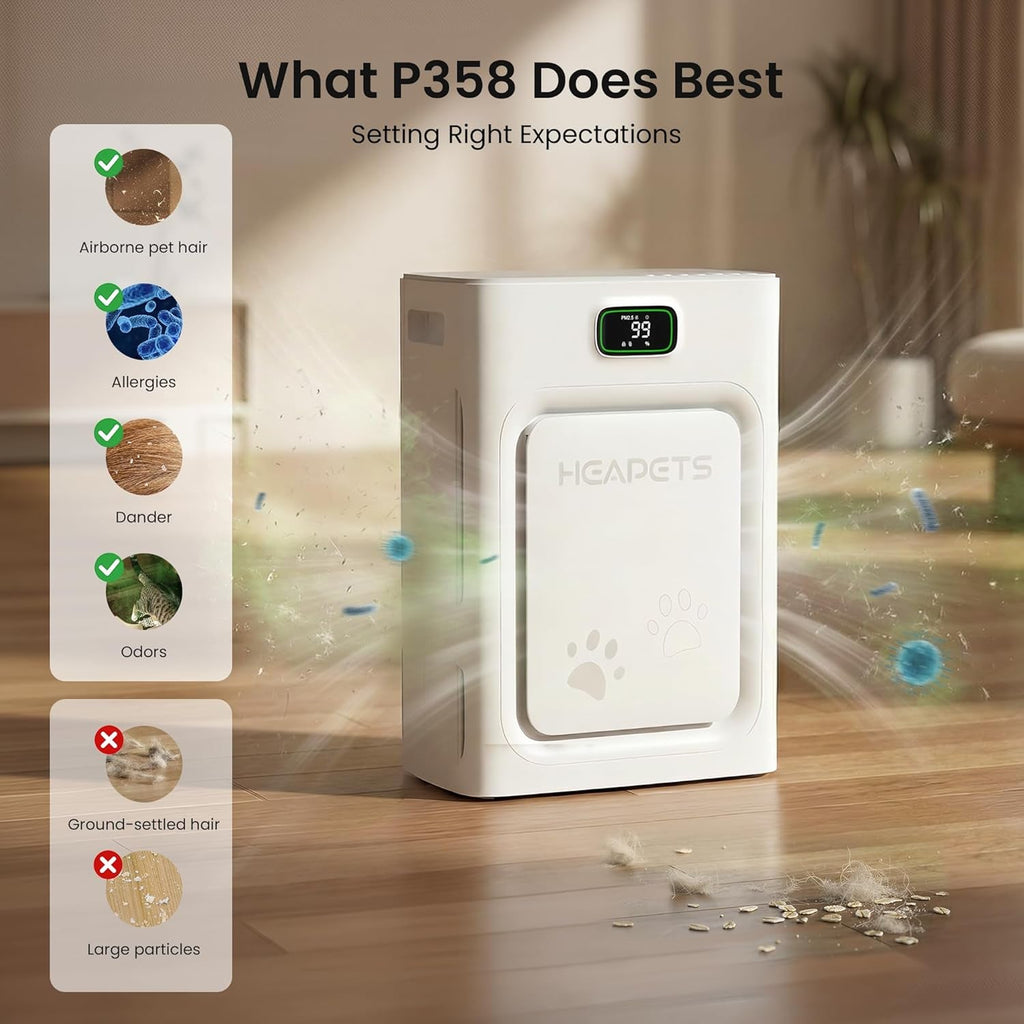 Pet Air Purifier with HEPA Filter Odor Control for Dogs & Cats