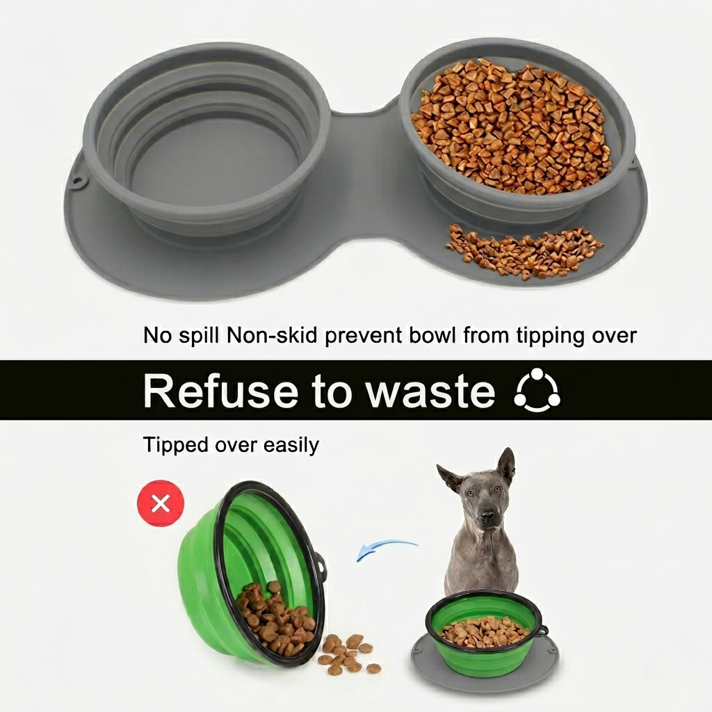 2-in-1 Collapsible Slow Feeder Travel Bowl