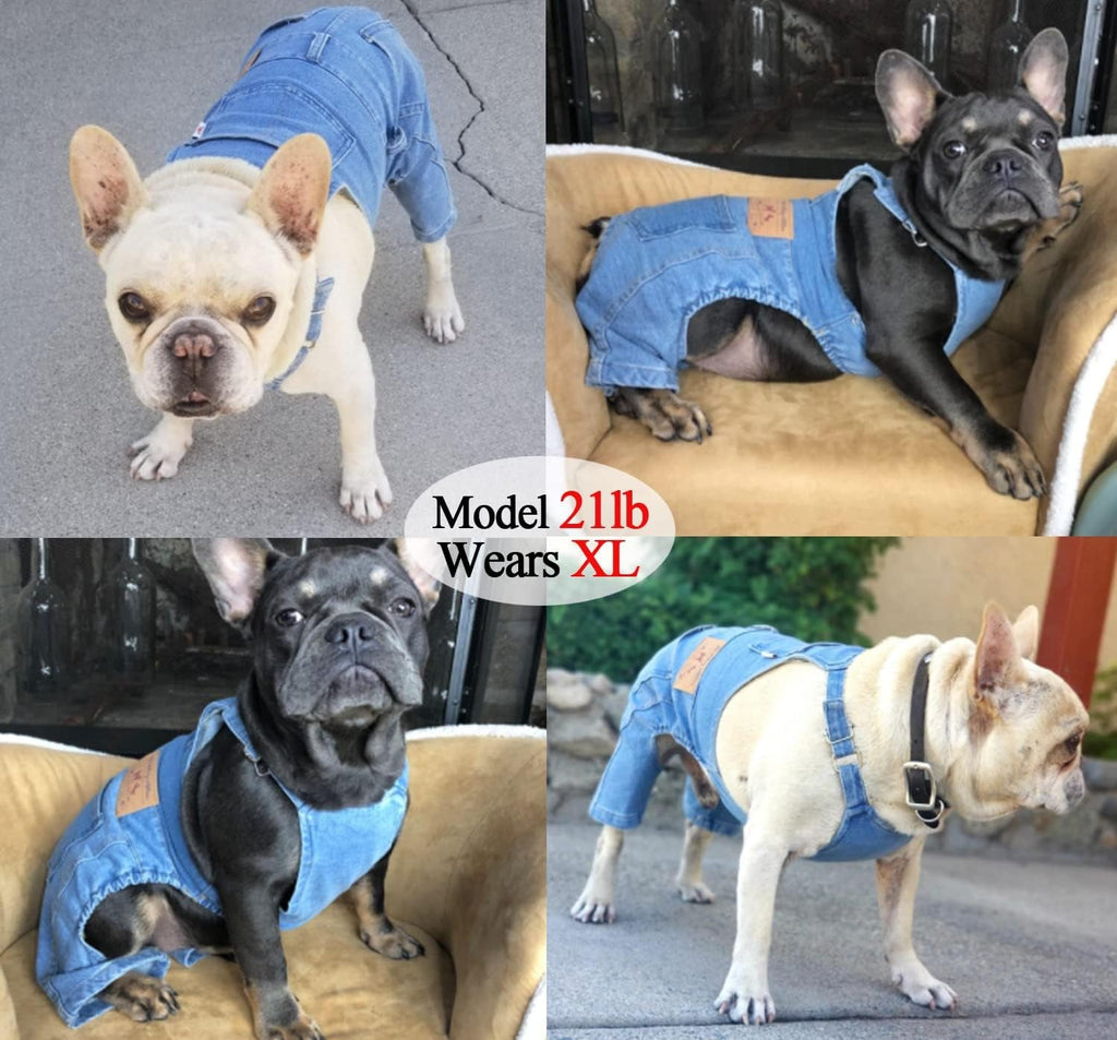 Dog Denim Overalls Jumpsuit Adjustable Pet Jeans for Small Dogs Cats