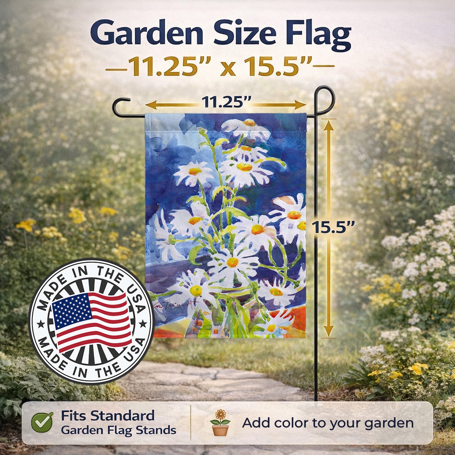 Flowers - Daisy Garden Flag Mailbox Decorative Yard Banner Outside Patio Artwork for Flower Beds, Garden Size, Multicolor