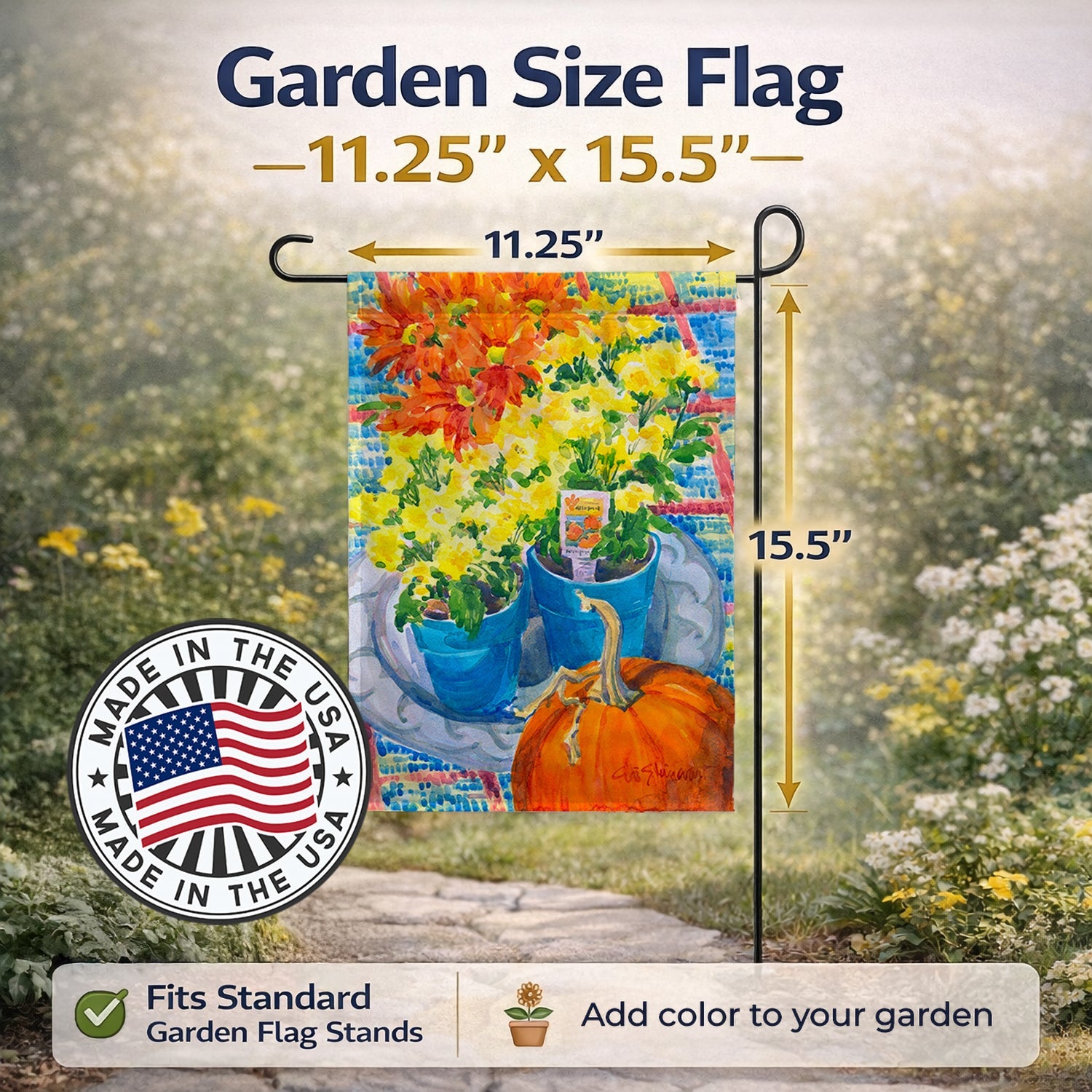 Flower - Mums Garden Flag Mailbox Decorative Yard Banner Outside Patio Artwork for Flower Beds, Garden Size, Multicolor