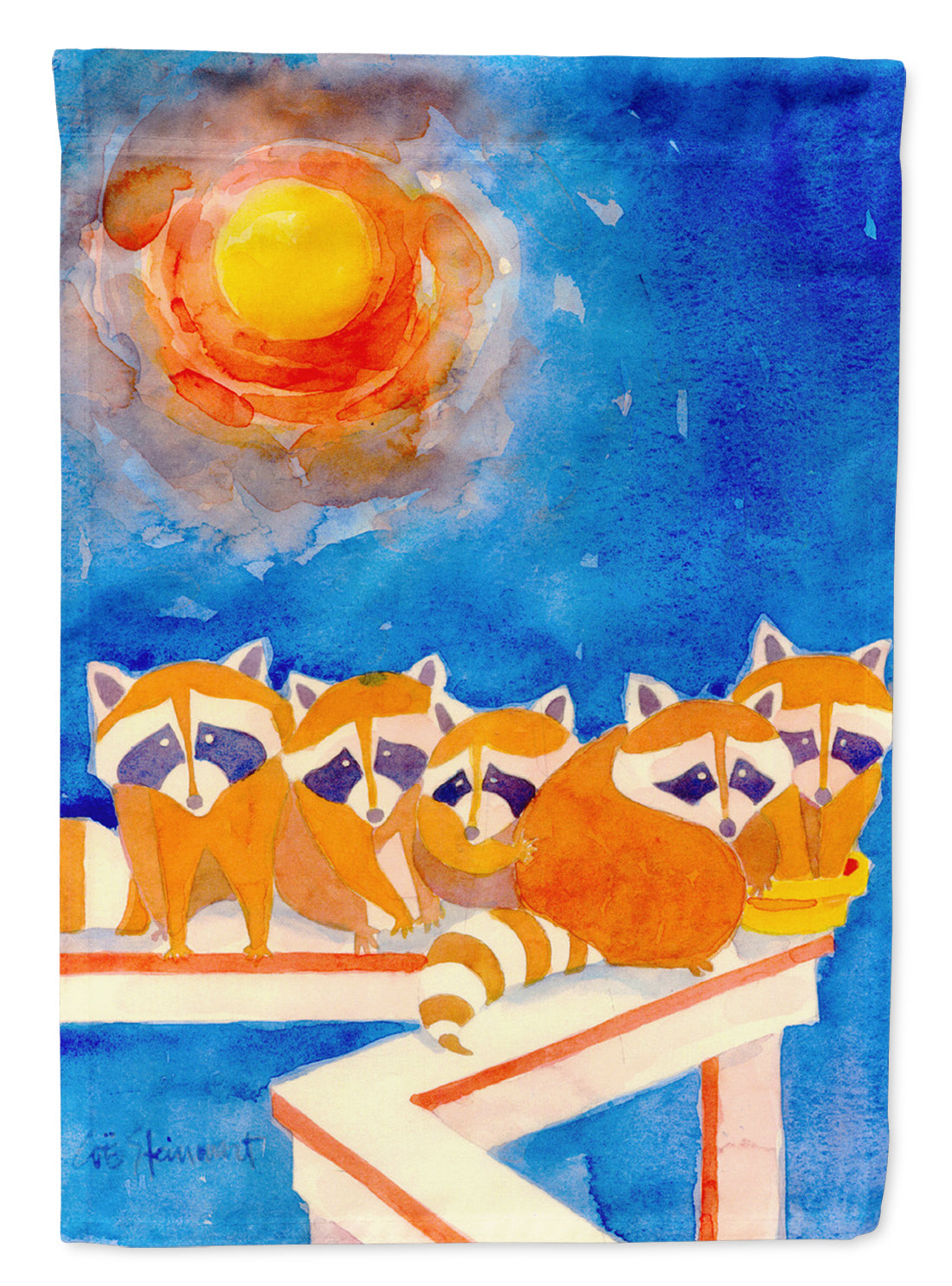 Raccoons on the railing Garden Flag Mailbox Decorative Yard Banner Outside Patio Artwork for Flower Beds, Garden Size, Multicolor