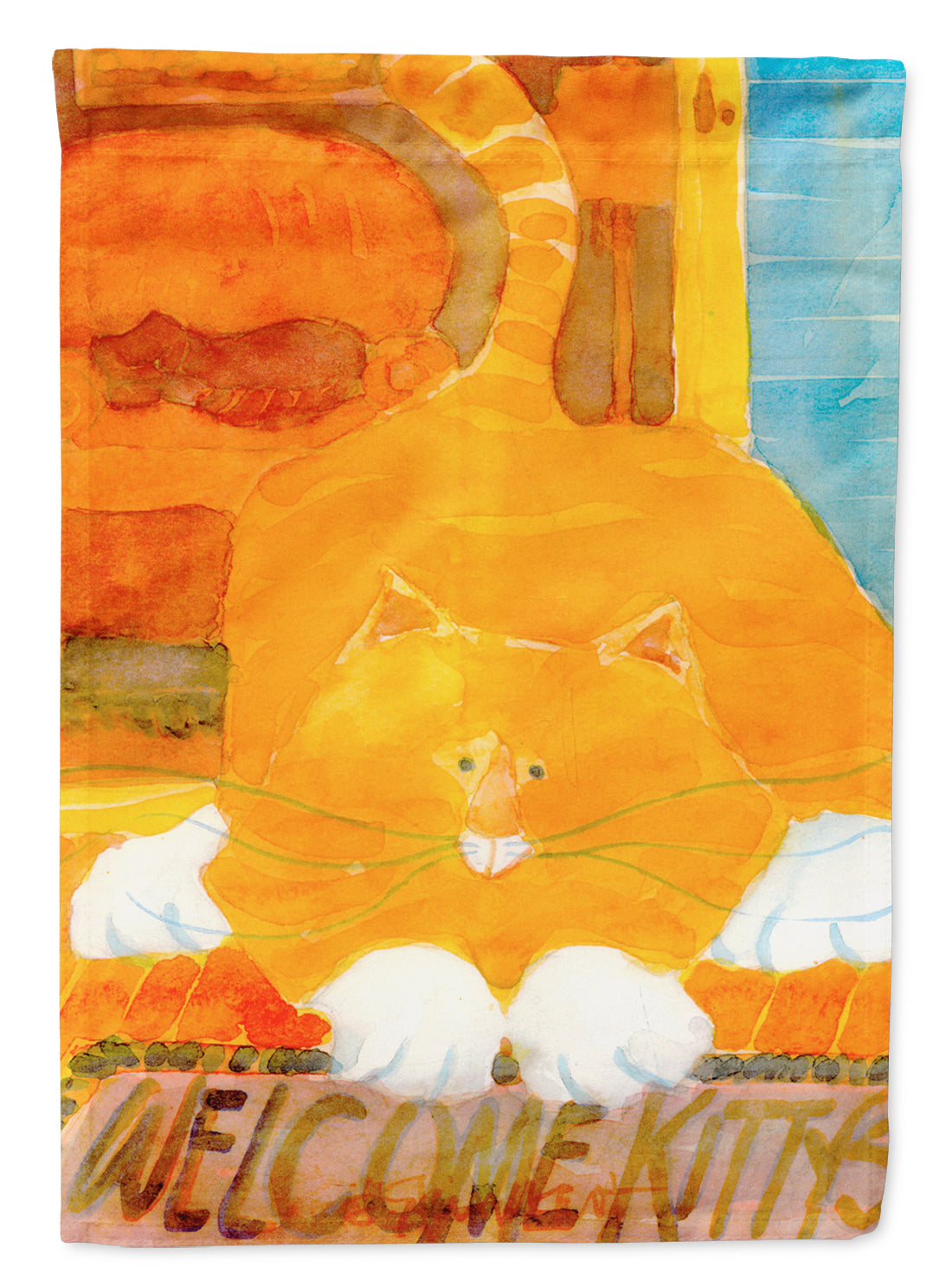 Big Orange Cat Welcome Garden Flag Mailbox Decorative Yard Banner Outside Patio Artwork for Flower Beds, Garden Size, Multicolor