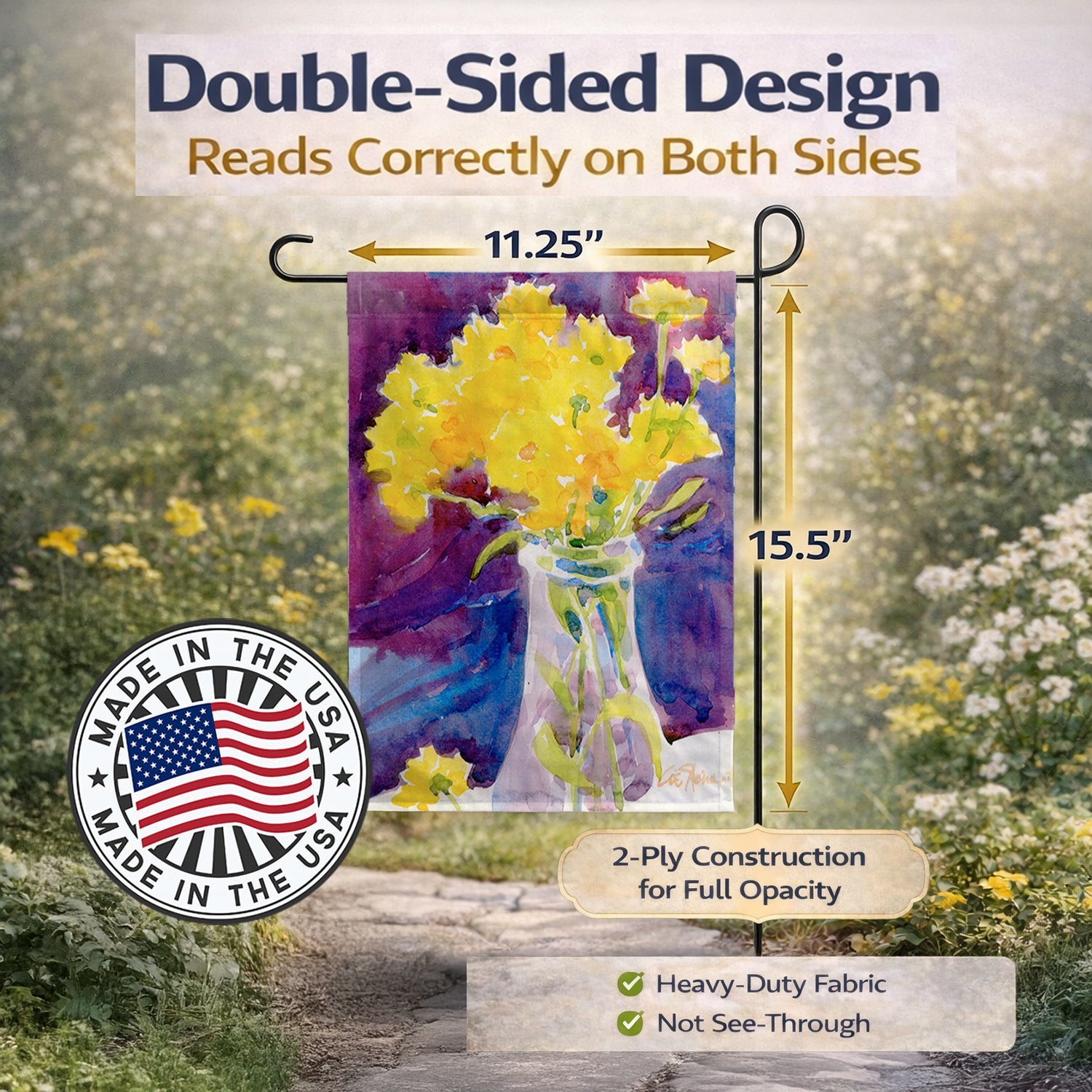 Flower Garden Flag Mailbox Decorative Yard Banner Outside Patio Artwork for Flower Beds, Garden Size, Multicolor