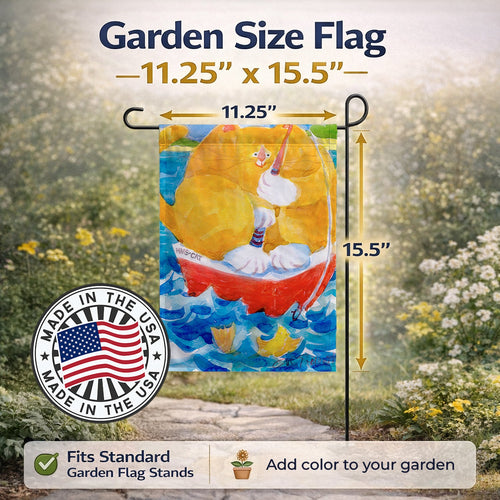 Big Orange Tabby Fishing Garden Flag Mailbox Decorative Yard Banner Outside Patio Artwork for Flower Beds, Garden Size, Multicolor