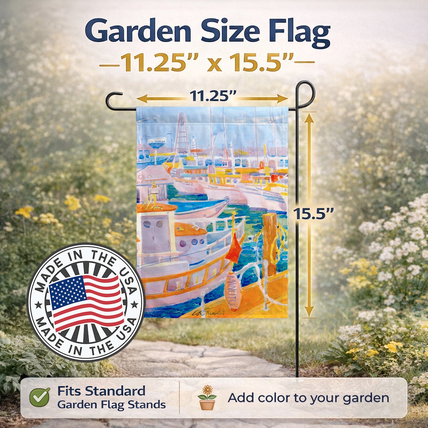 Shirmp Boats Garden Flag Mailbox Decorative Yard Banner Outside Patio Artwork for Flower Beds, Garden Size, Multicolor