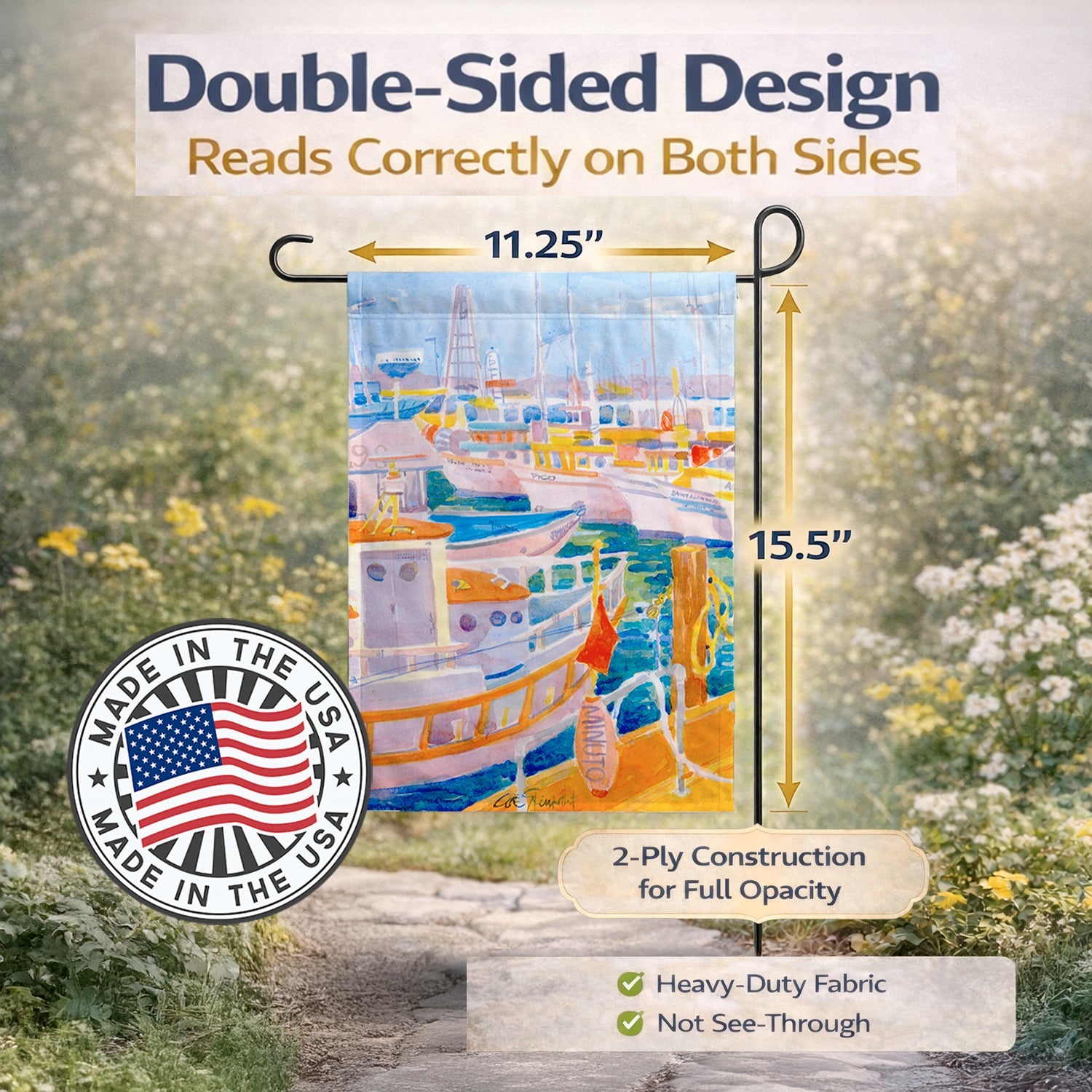 Shirmp Boats Garden Flag Mailbox Decorative Yard Banner Outside Patio Artwork for Flower Beds, Garden Size, Multicolor