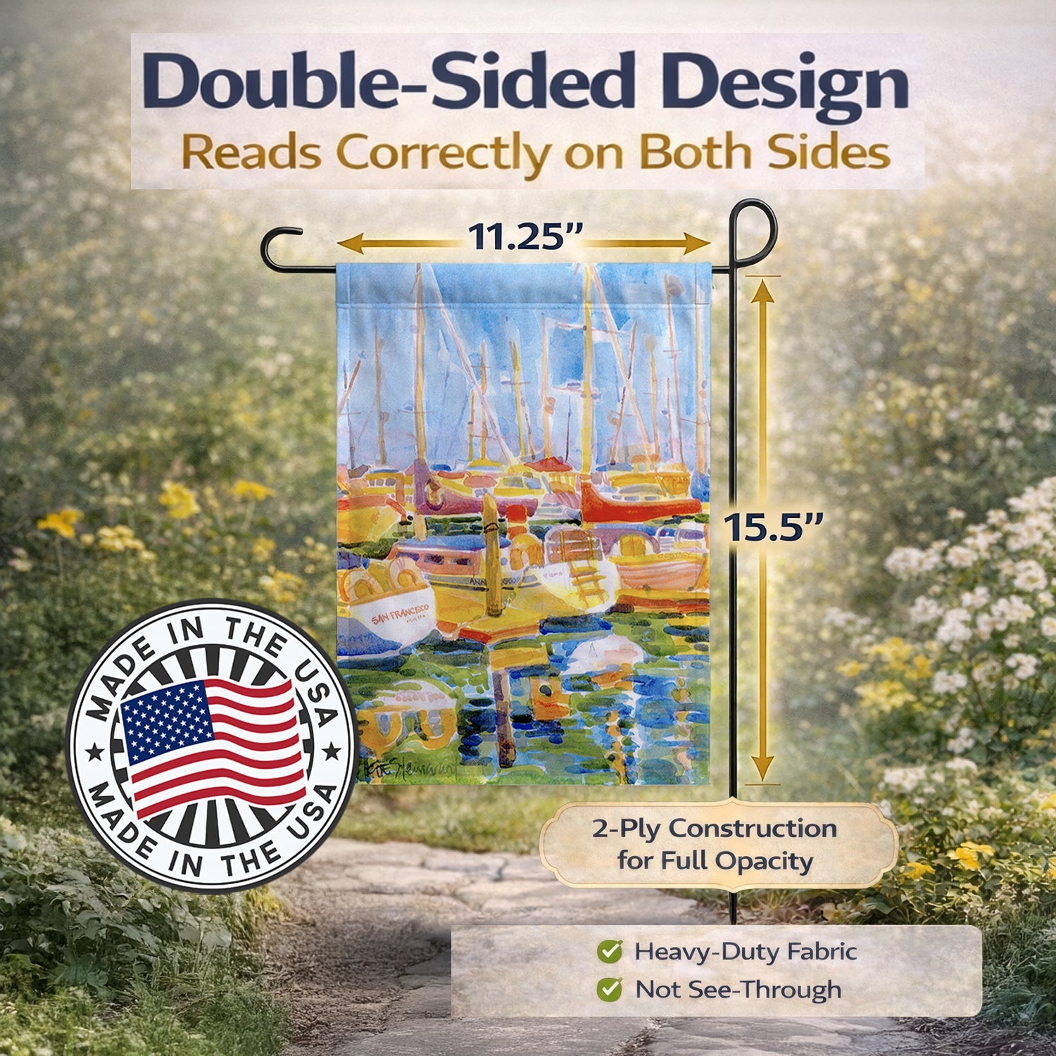 Boats at the Harbour Garden Flag Mailbox Decorative Yard Banner Outside Patio Artwork for Flower Beds, Garden Size, Multicolor