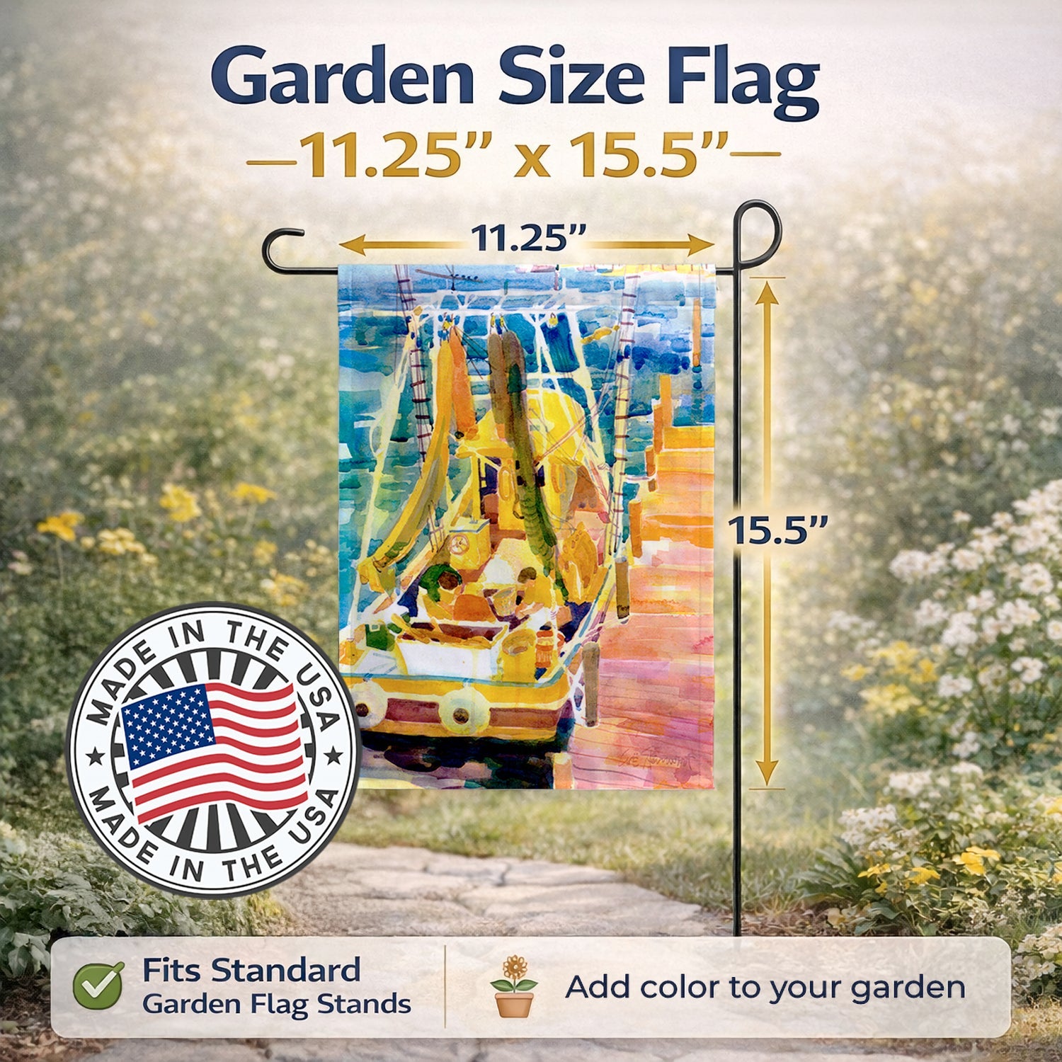 Shrimp Boats Garden Flag Mailbox Decorative Yard Banner Outside Patio Artwork for Flower Beds, Garden Size, Multicolor