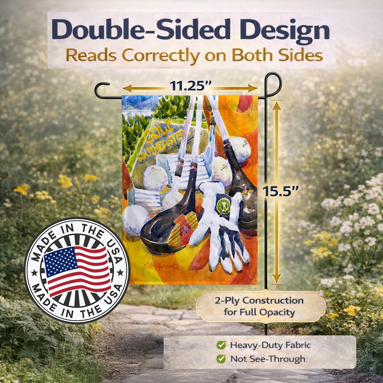 Golf Clubs, Ball and Glove Garden Flag Mailbox Decorative Yard Banner Outside Patio Artwork for Flower Beds, Garden Size, Multicolor