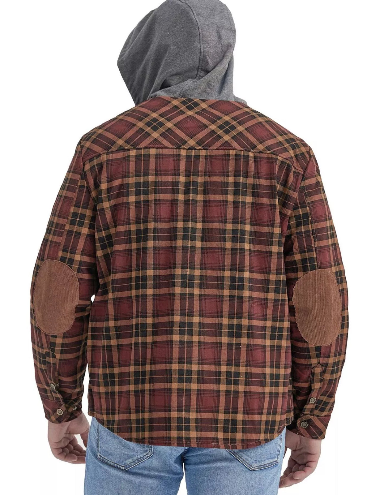 Men's Snap Down Hooded Plaid Shacket