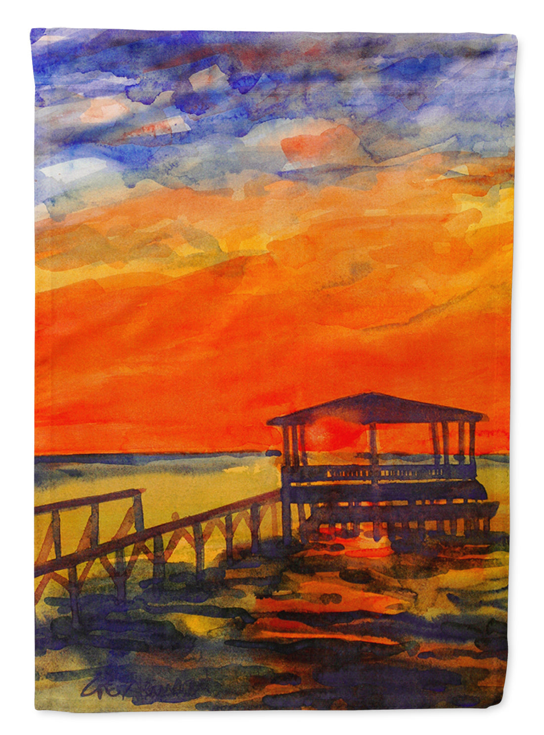 Sunset at the Dock Garden Flag Mailbox Decorative Yard Banner Outside Patio Artwork for Flower Beds, Garden Size, Multicolor