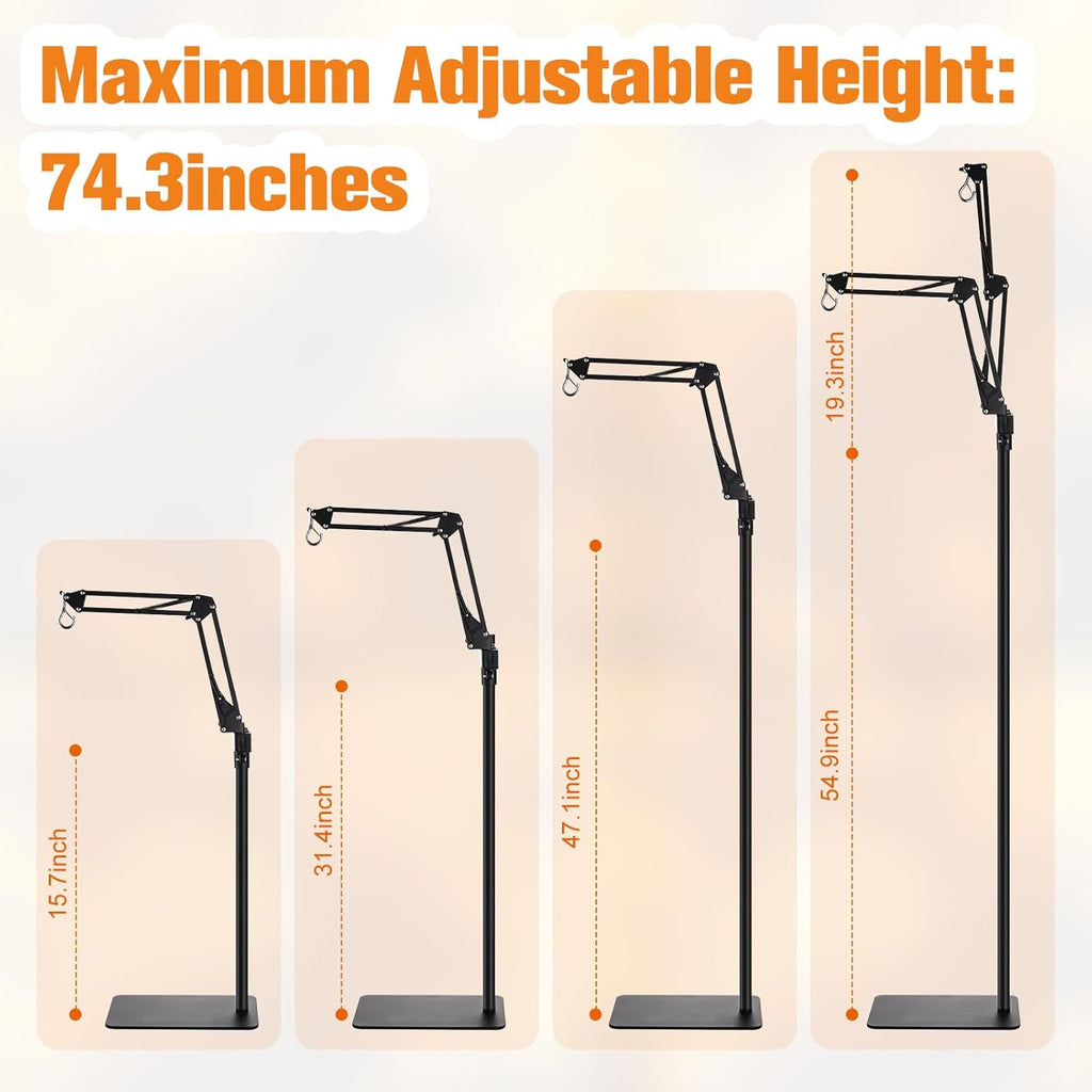 Dual Reptile Lamp Stand Adjustable Heat Light Holder up to 74 Inch
