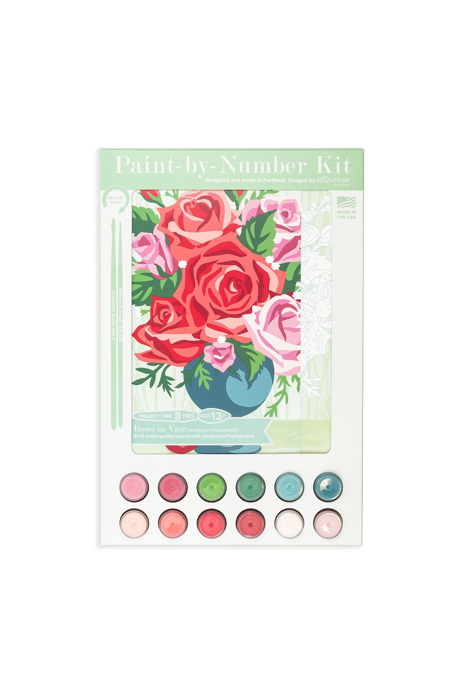 Roses in Vase (wallpaper background) | 8x10 paint-by-number kit