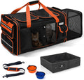 Extra Large Cat Carrier Expandable 2 Cats Travel Carrier with Litter Box