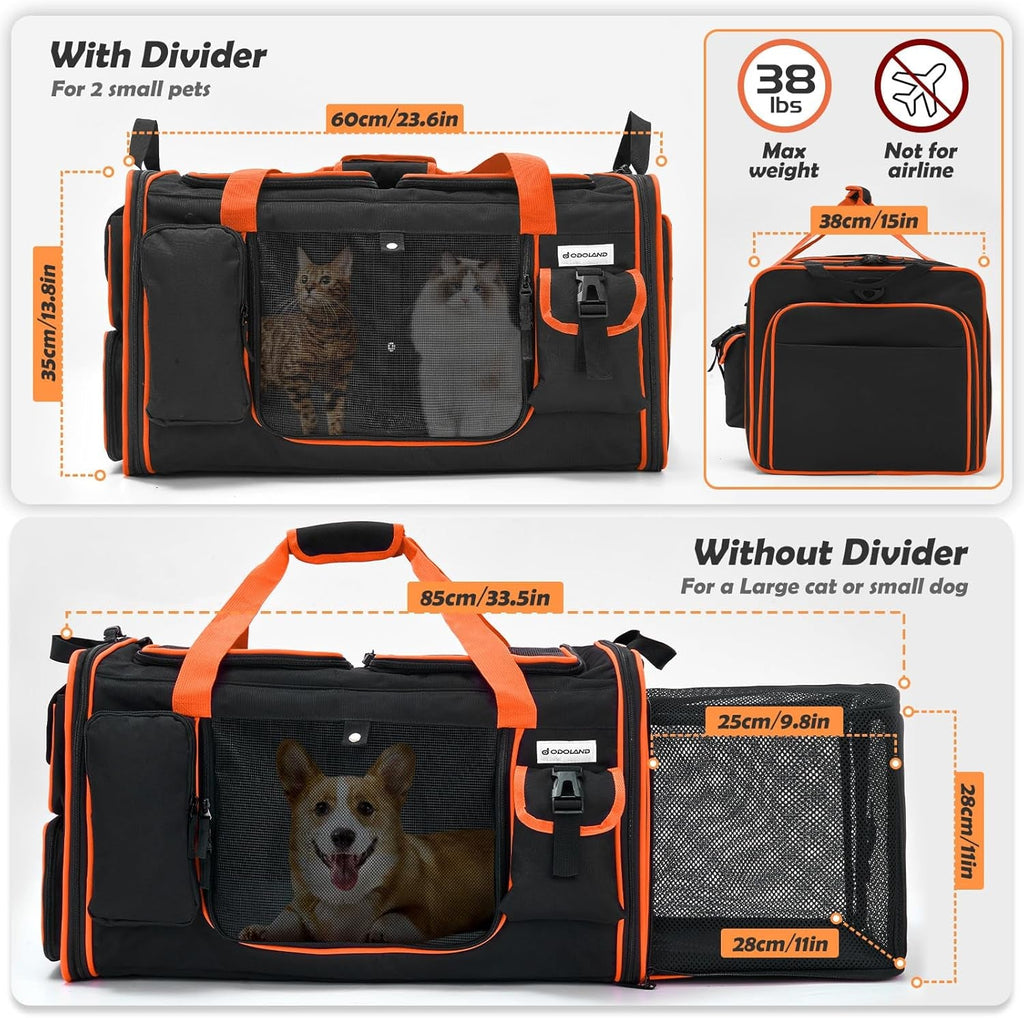 Extra Large Cat Carrier Expandable 2 Cats Travel Carrier with Litter Box