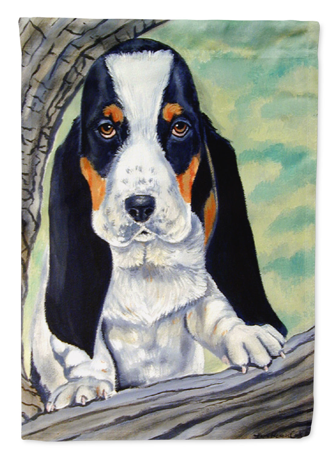 Basset Hound on the branch Garden Flag Mailbox Decorative Yard Banner Outside Patio Artwork for Flower Beds, Garden Size, Multicolor