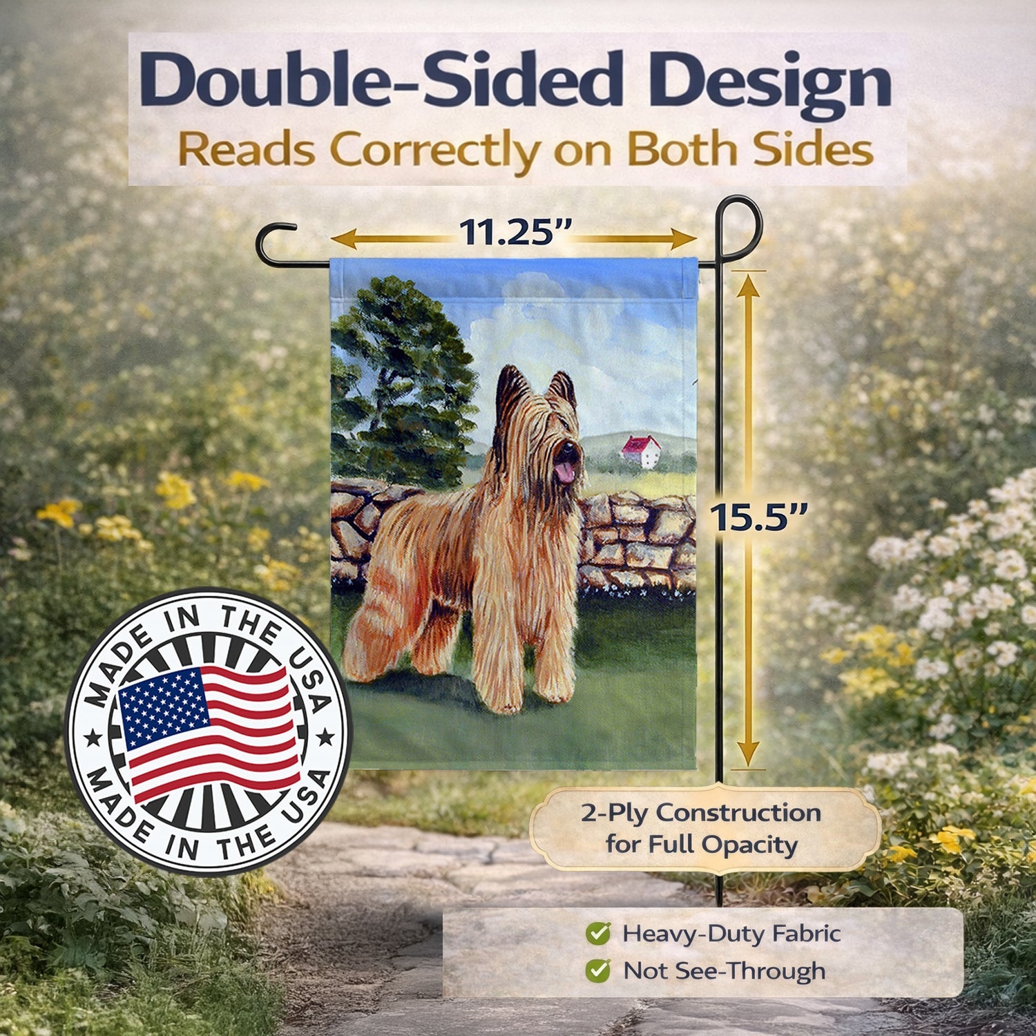 Briard Garden Flag Mailbox Decorative Yard Banner Outside Patio Artwork for Flower Beds, Garden Size, Multicolor