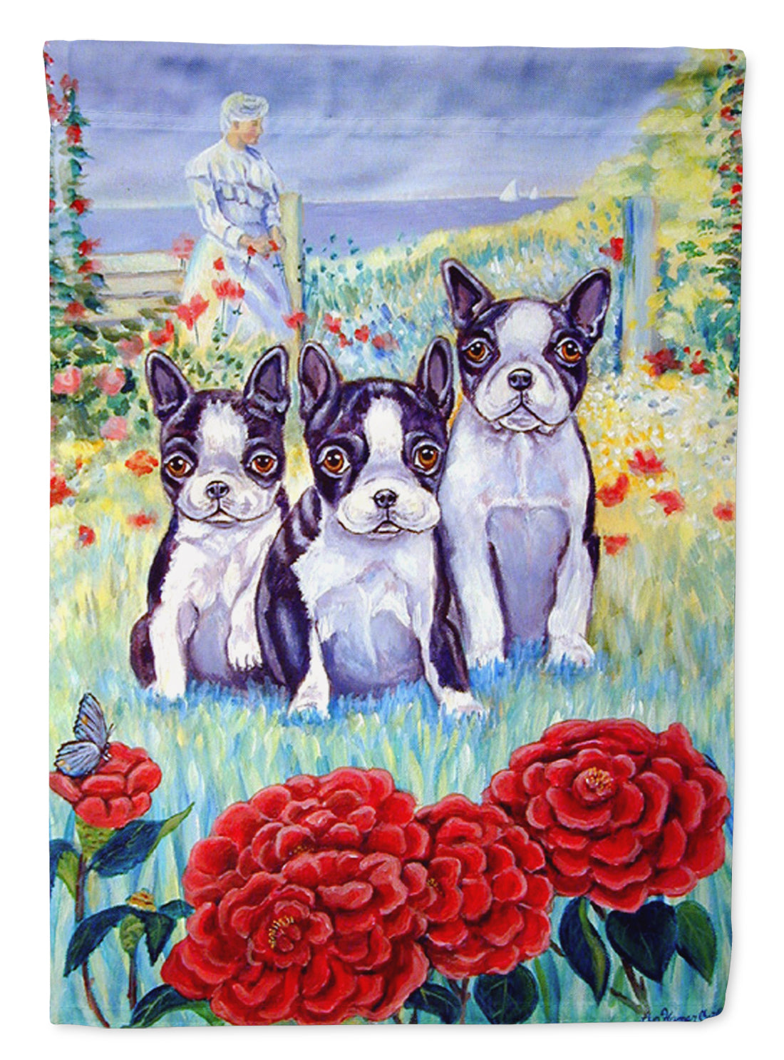Boston Terrier Trio Garden Flag Mailbox Decorative Yard Banner Outside Patio Artwork for Flower Beds, Garden Size, Multicolor