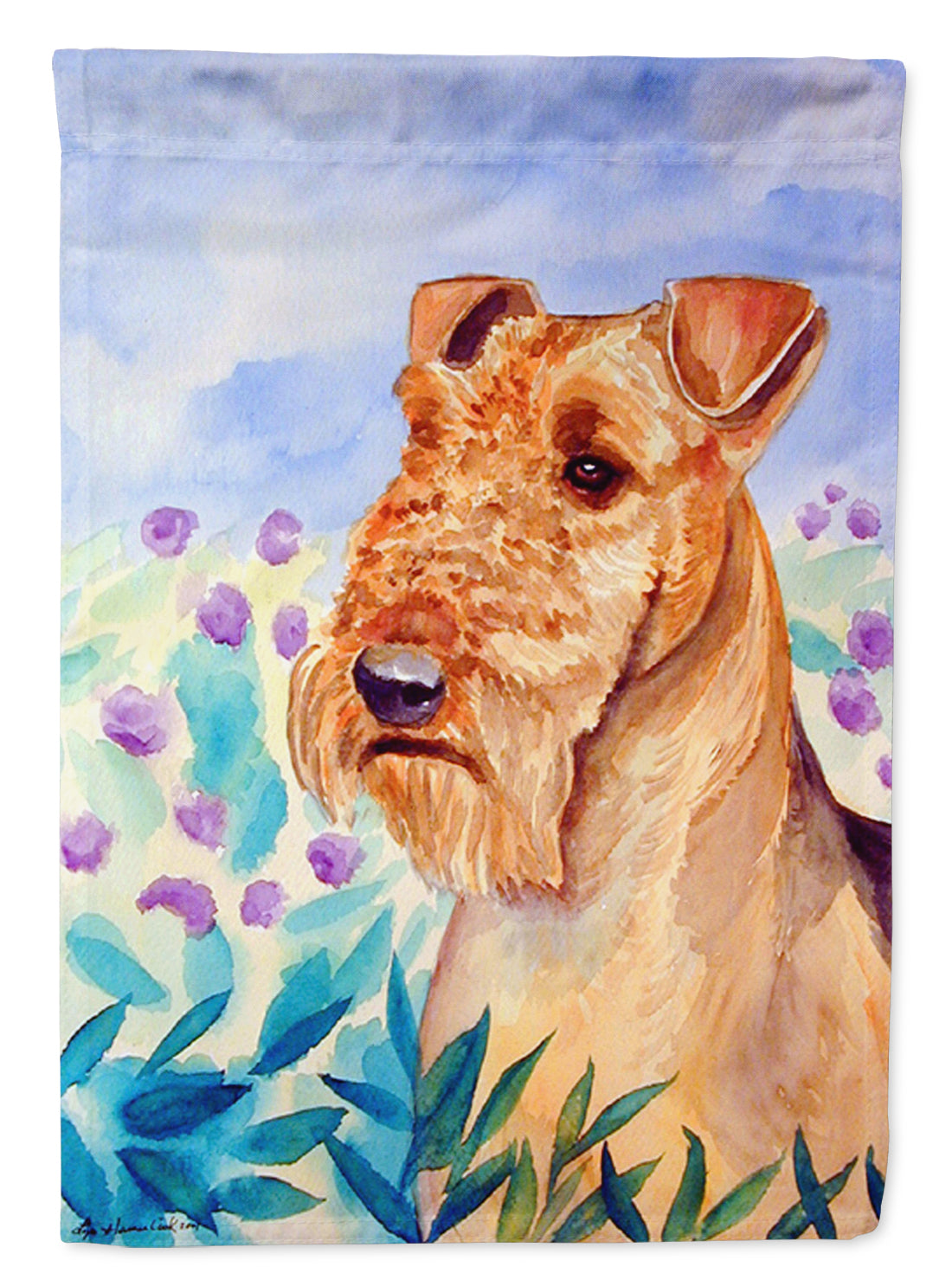 Airedale Terrier in Flowers Garden Flag Mailbox Decorative Yard Banner Outside Patio Artwork for Flower Beds, Garden Size, Multicolor