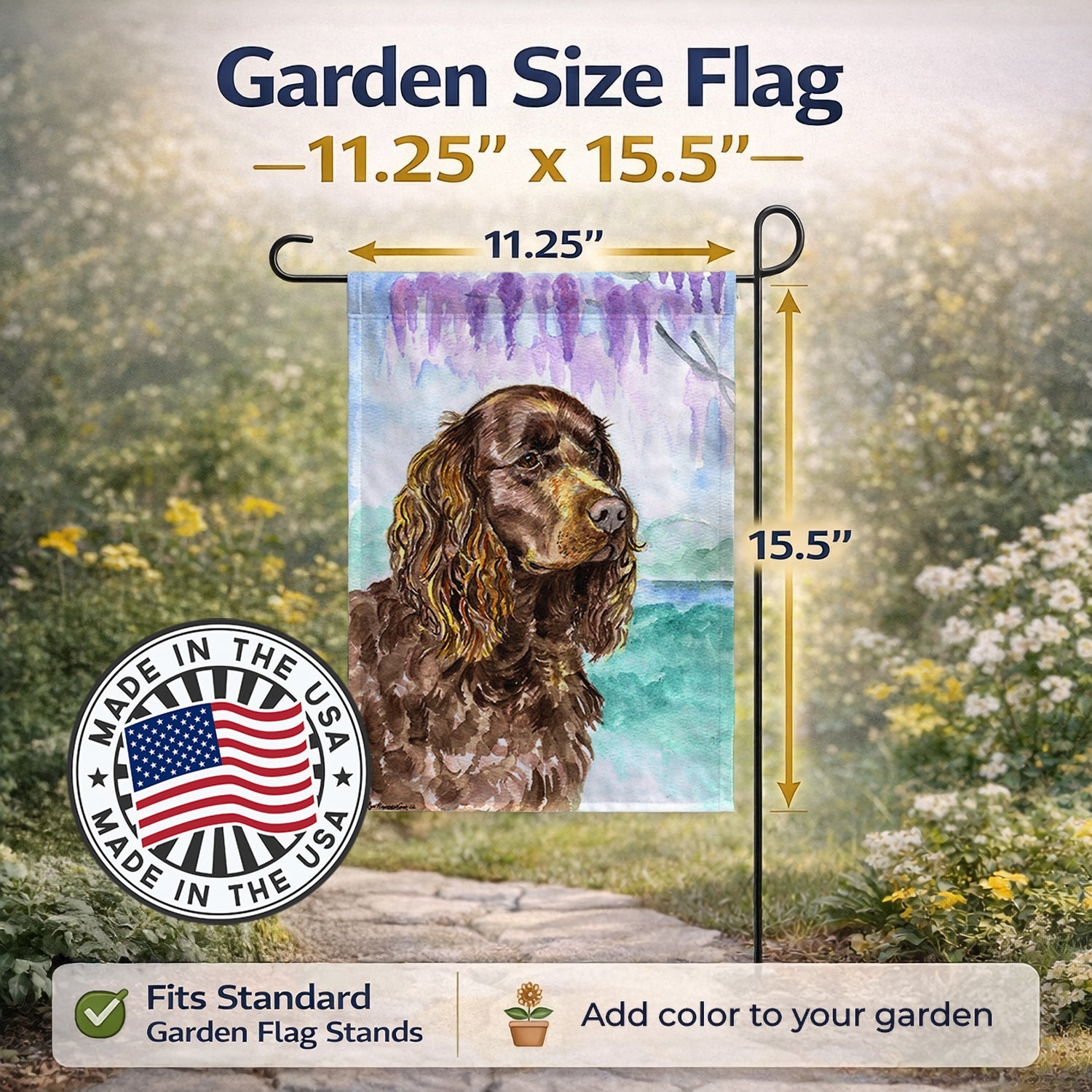 American Water Spaniel Garden Flag Mailbox Decorative Yard Banner Outside Patio Artwork for Flower Beds, Garden Size, Multicolor