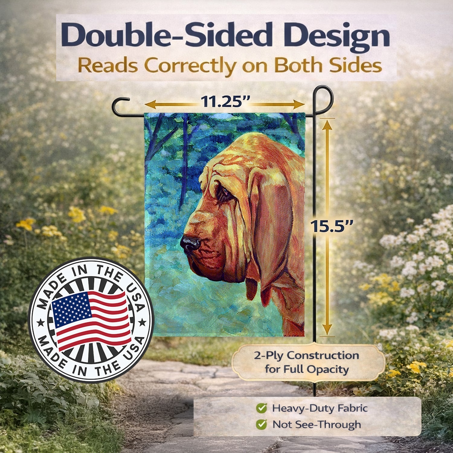 Bloodhound Garden Flag Mailbox Decorative Yard Banner Outside Patio Artwork for Flower Beds, Garden Size, Multicolor