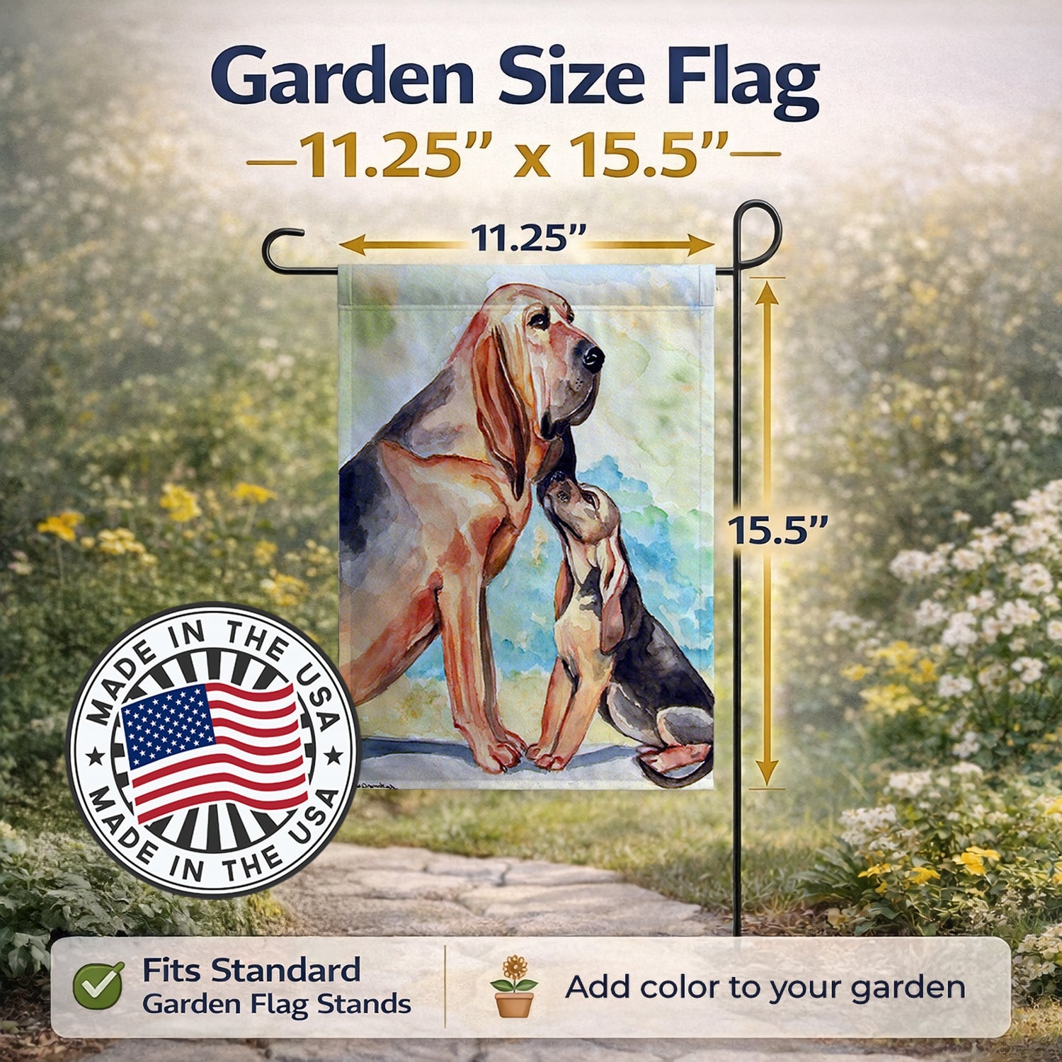 Bloodhound Momma's Love Garden Flag Mailbox Decorative Yard Banner Outside Patio Artwork for Flower Beds, Garden Size, Multicolor