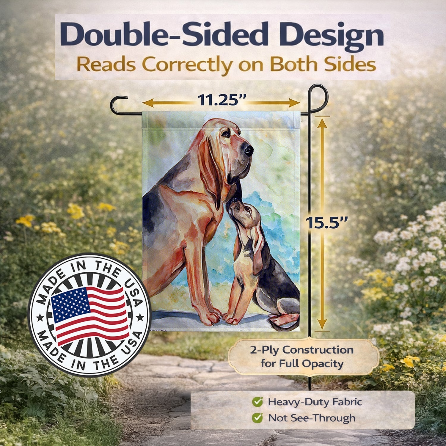 Bloodhound Momma's Love Garden Flag Mailbox Decorative Yard Banner Outside Patio Artwork for Flower Beds, Garden Size, Multicolor