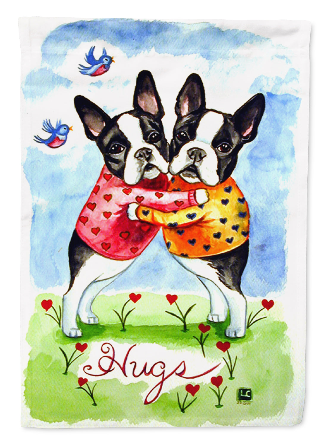 Hugs Boston Terrier Garden Flag Mailbox Decorative Yard Banner Outside Patio Artwork for Flower Beds, Garden Size, Multicolor