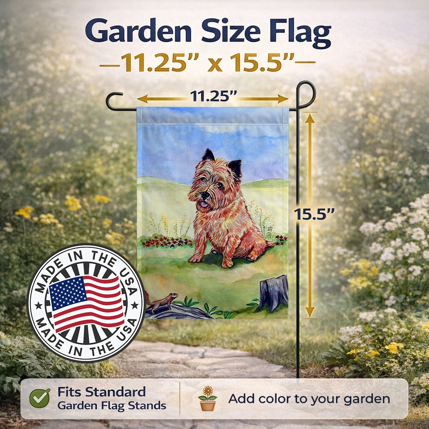 Cairn Terrier and the Chipmunk Garden Flag Mailbox Decorative Yard Banner Outside Patio Artwork for Flower Beds, Garden Size, Multicolor
